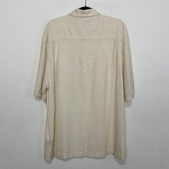 Jamaica Jaxx Cream Hawaiian Silk Tropical Short Sleeve Button Down Shirt Size XL - Picture 2 of 9